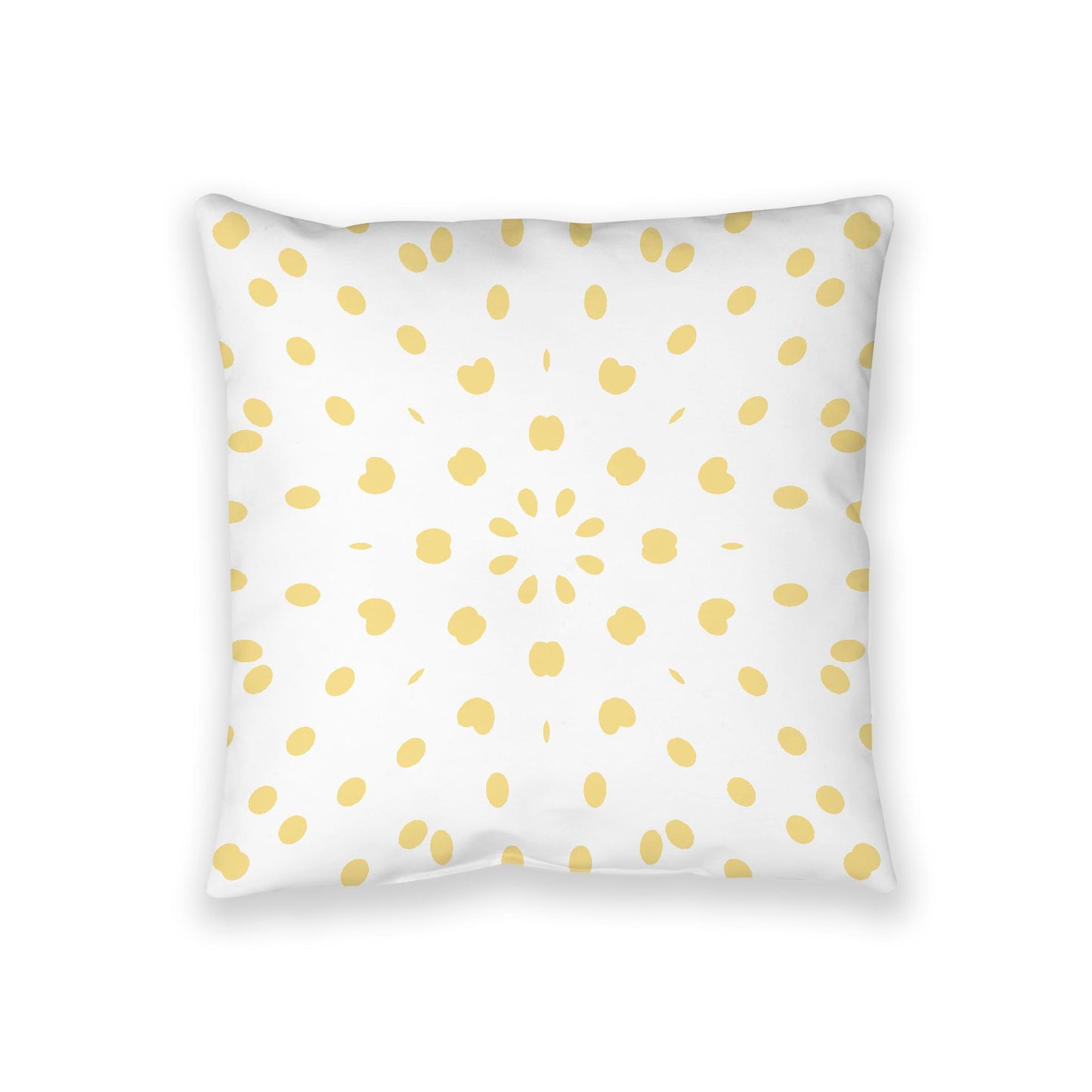 White Spun Polyester Floor Pillow, Yellow Burst on Top, White Bottom, 36 x 36 inches