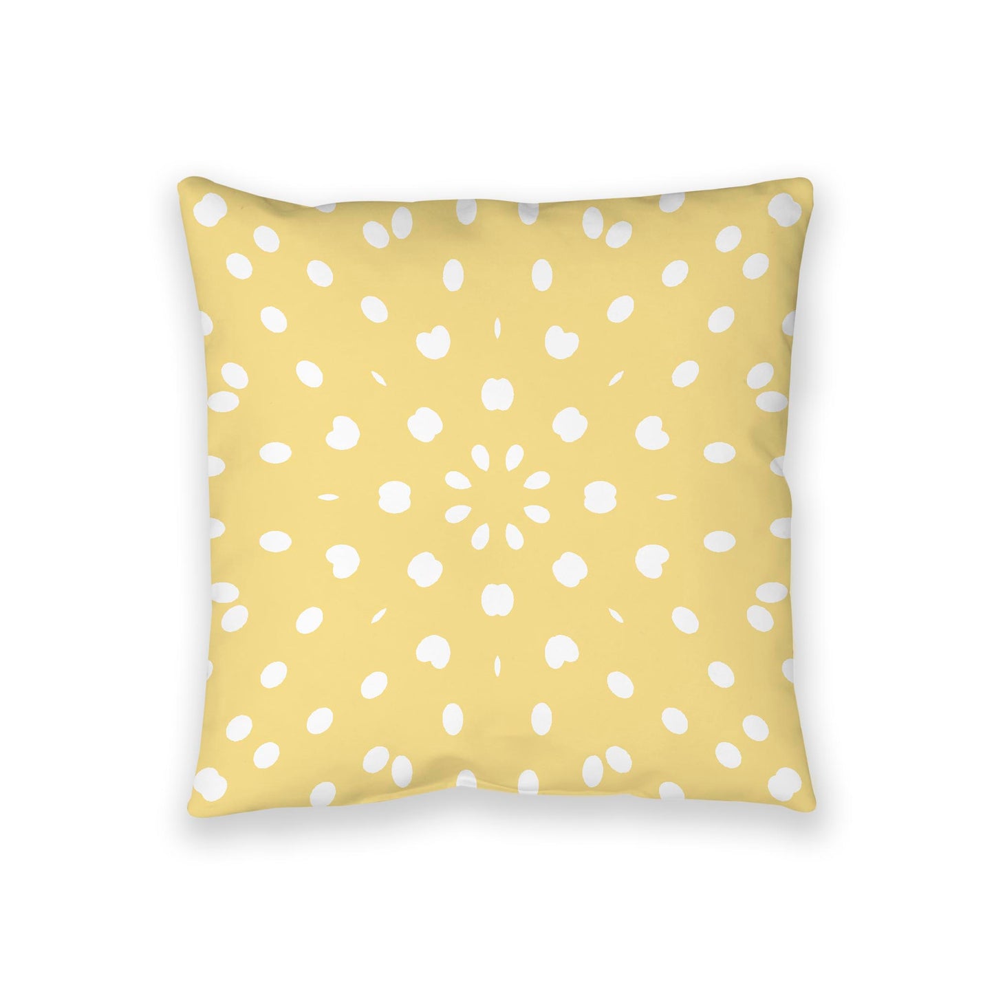 Yellow Spun Polyester Floor Pillow, White Burst Pattern on Top, Yellow Bottom, 36 x 36 inches