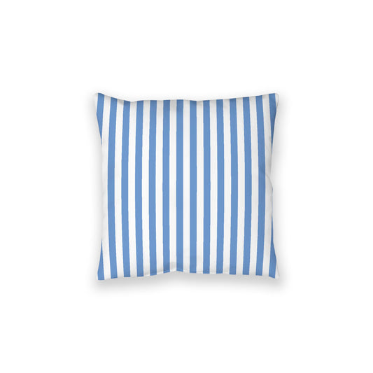 White Spun Polyester Floor Pillow, Bold Blue Bars on Top, White Bottom, 28 x 28 inches