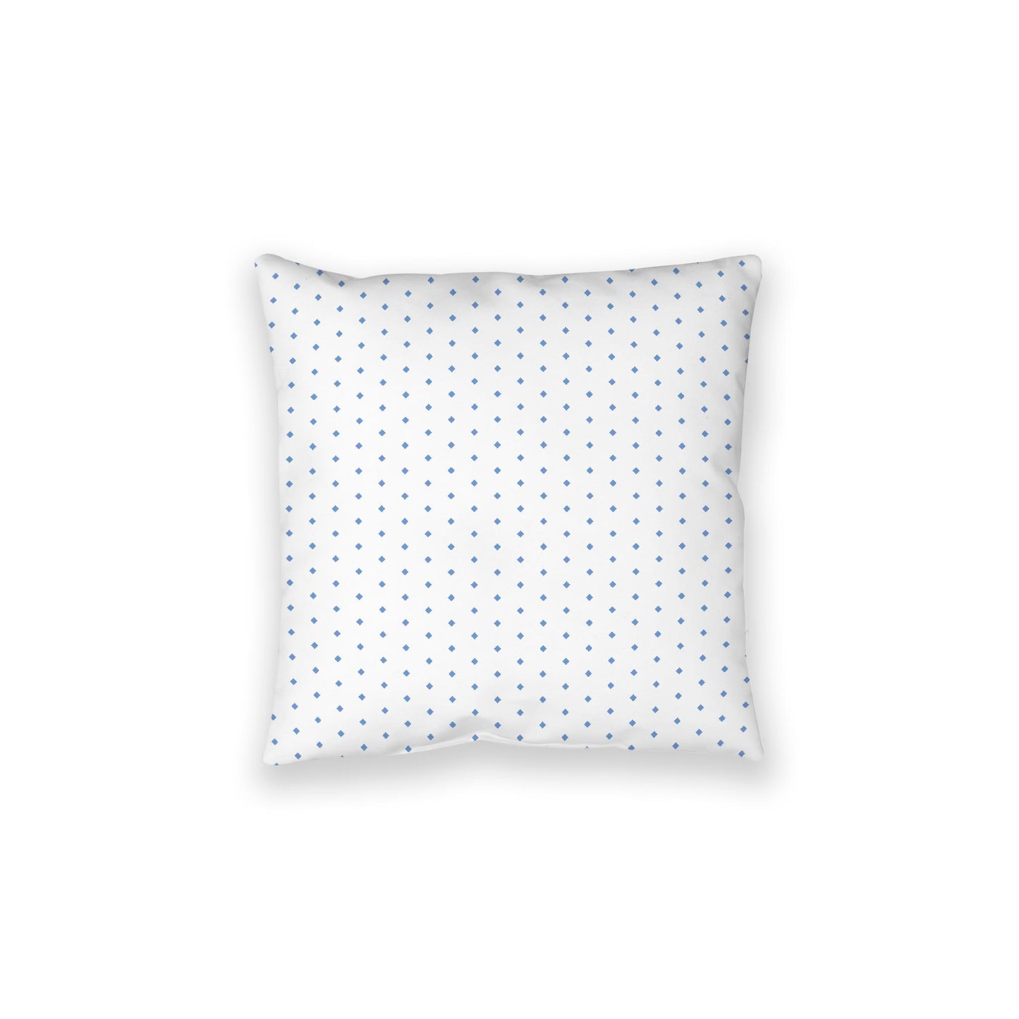 White Spun Polyester Floor Pillow, Blue Diamonds on Top, White Bottom, 28 x 28 inches