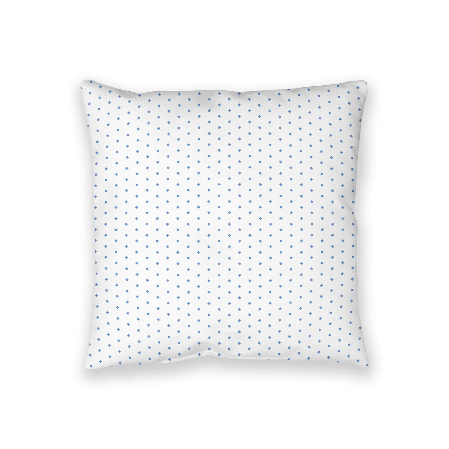 White Spun Polyester Floor Pillow, Blue Diamonds on Top, White Bottom, 36 x 36 inches
