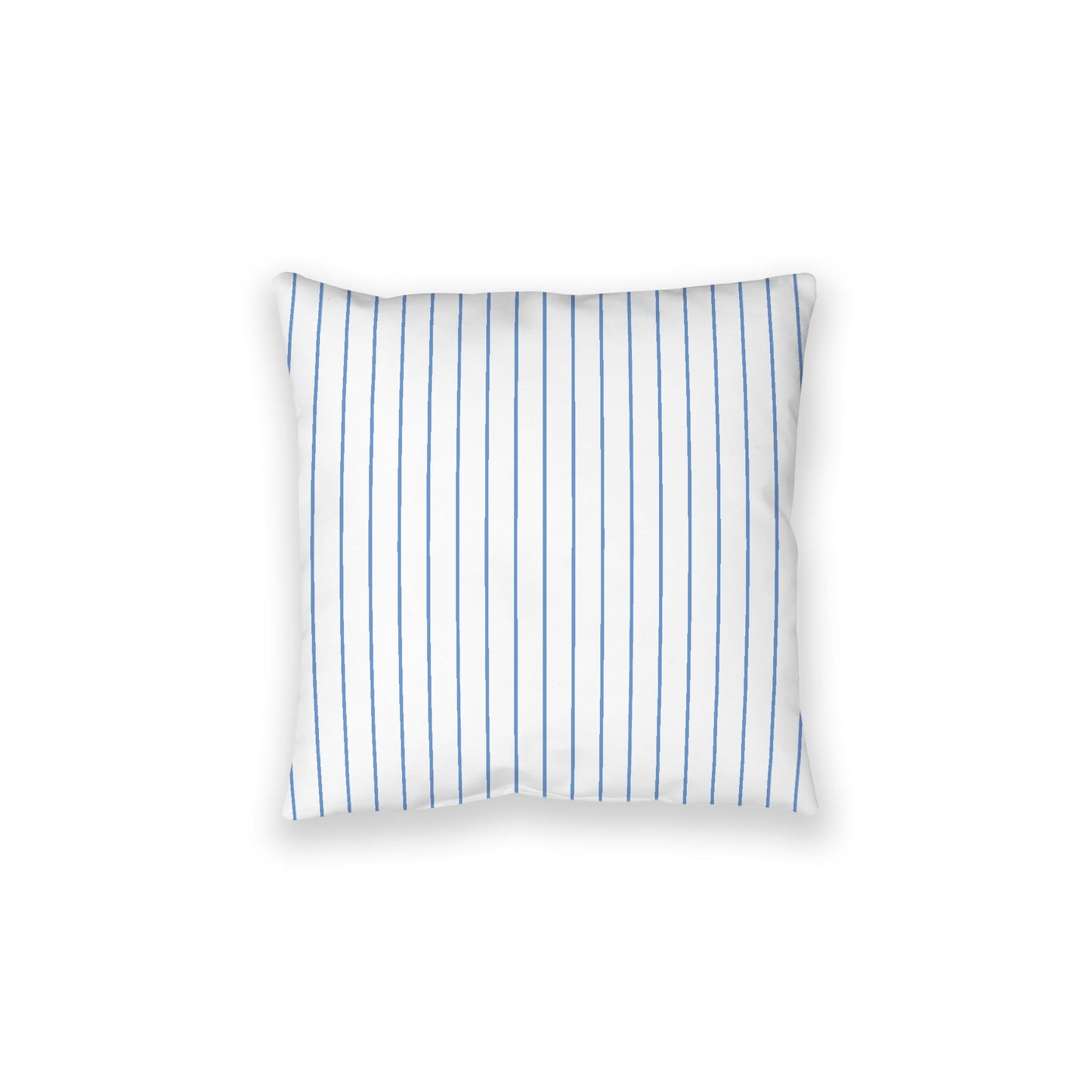 White Spun Polyester Floor Pillow, Blue Stripes on Top, White Bottom, 28 x 28 inches