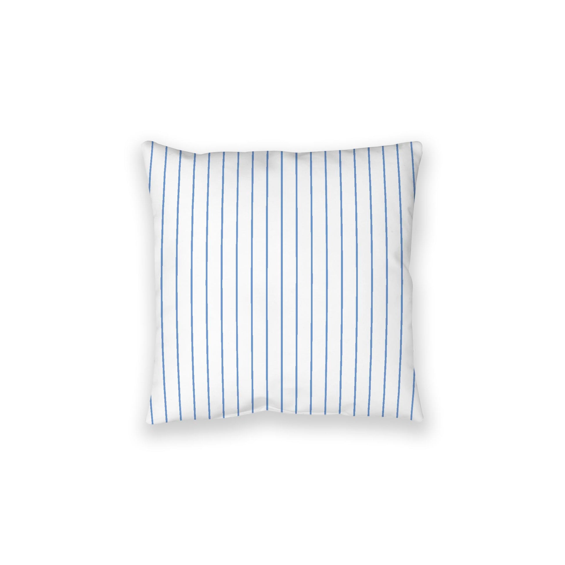 White Spun Polyester Floor Pillow, Blue Stripes on Top, White Bottom, 28 x 28 inches