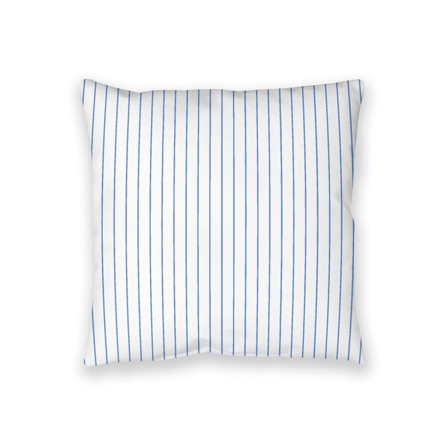 White Spun Polyester Floor Pillow, Blue Stripes on Top, White Bottom, 36 x 36 inches