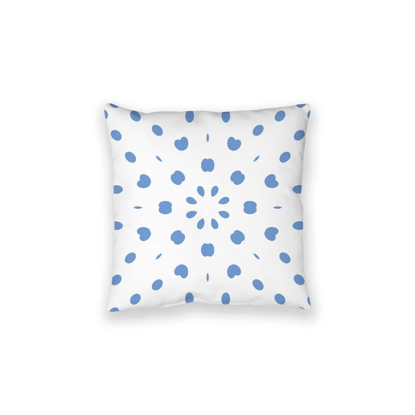 White Spun Polyester Floor Pillow, Blue Burst on Top, White Bottom, 28 x 28 inches