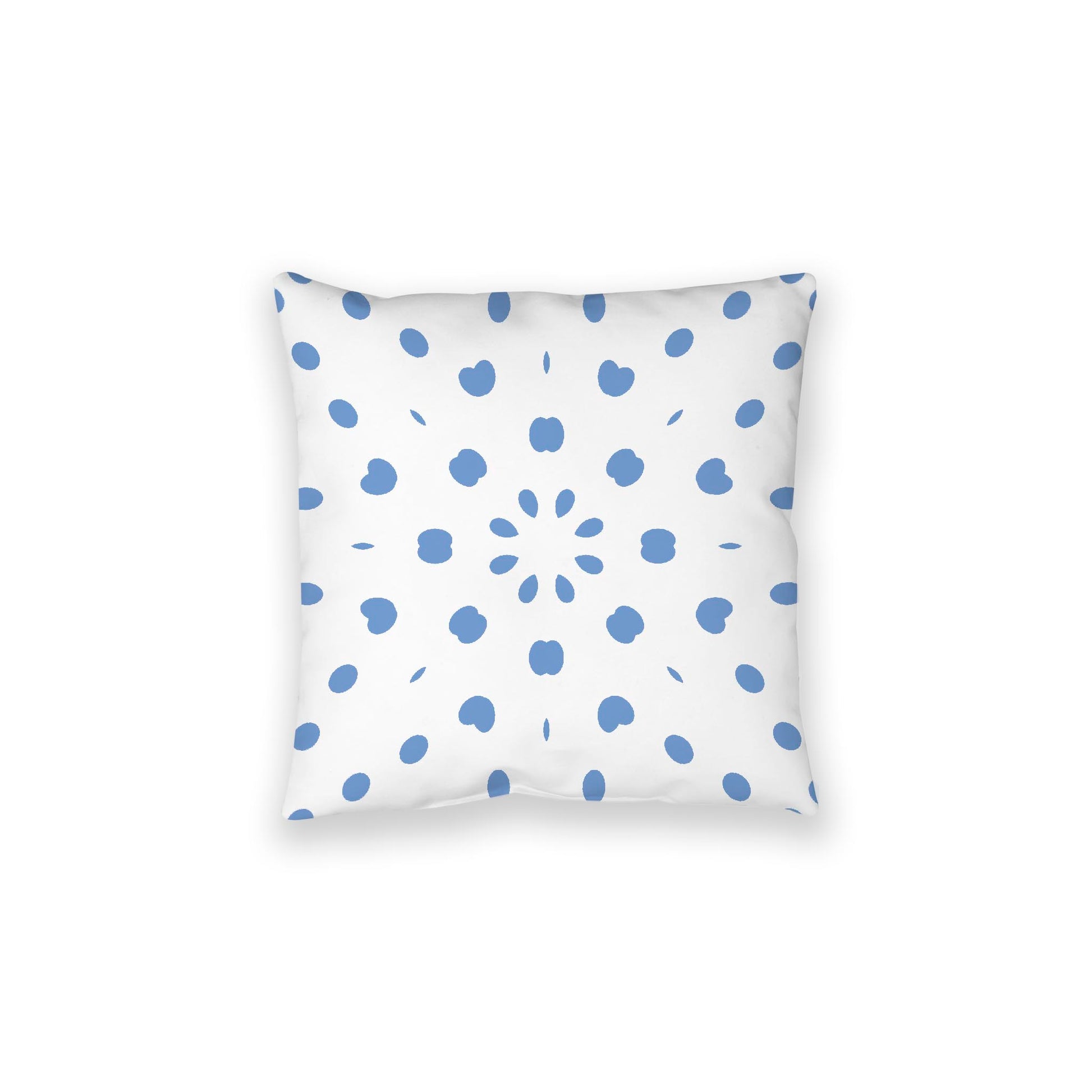 White Spun Polyester Floor Pillow, Blue Burst on Top, White Bottom, 28 x 28 inches