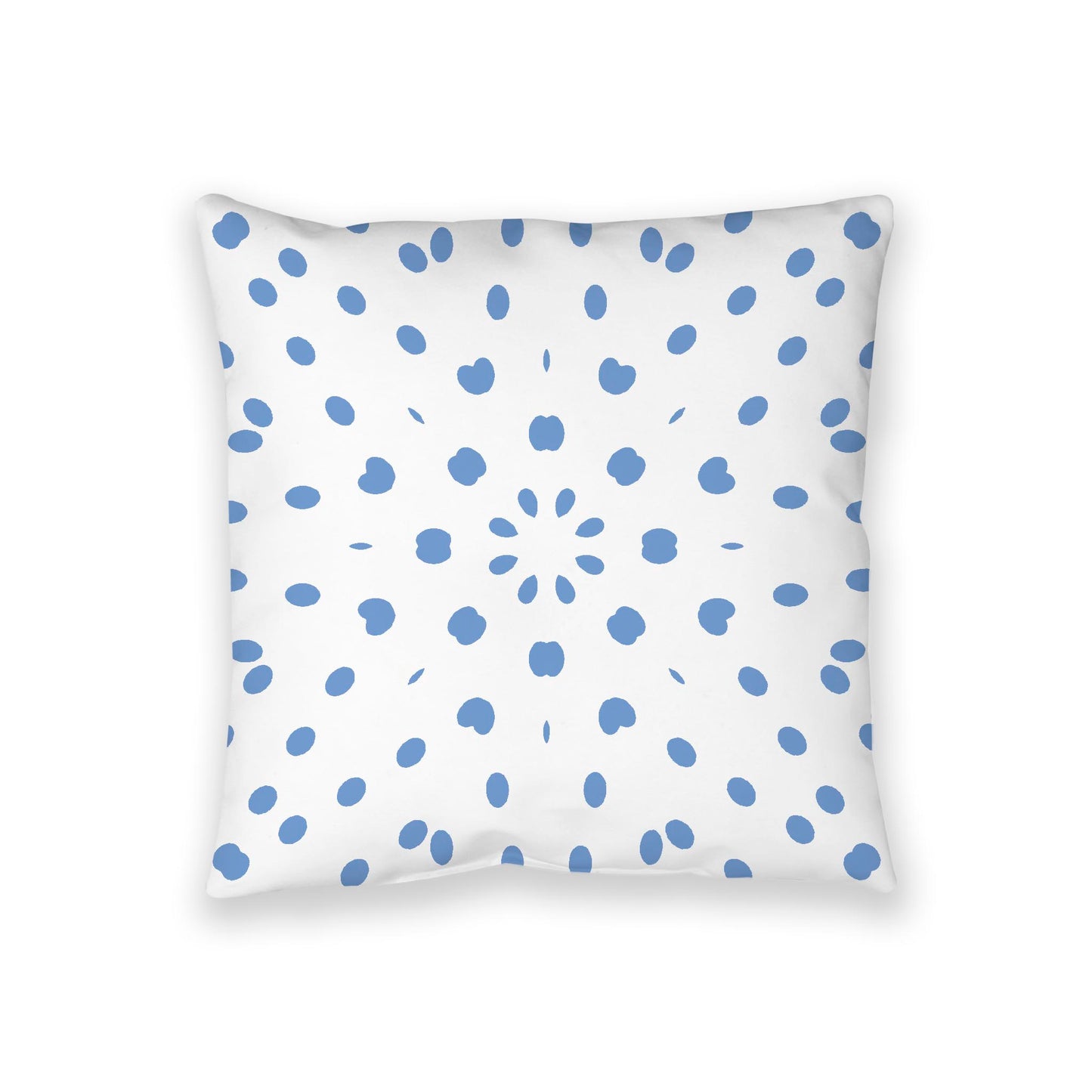 White Spun Polyester Floor Pillow, Blue Burst on Top, White Bottom, 36 x 36 inches
