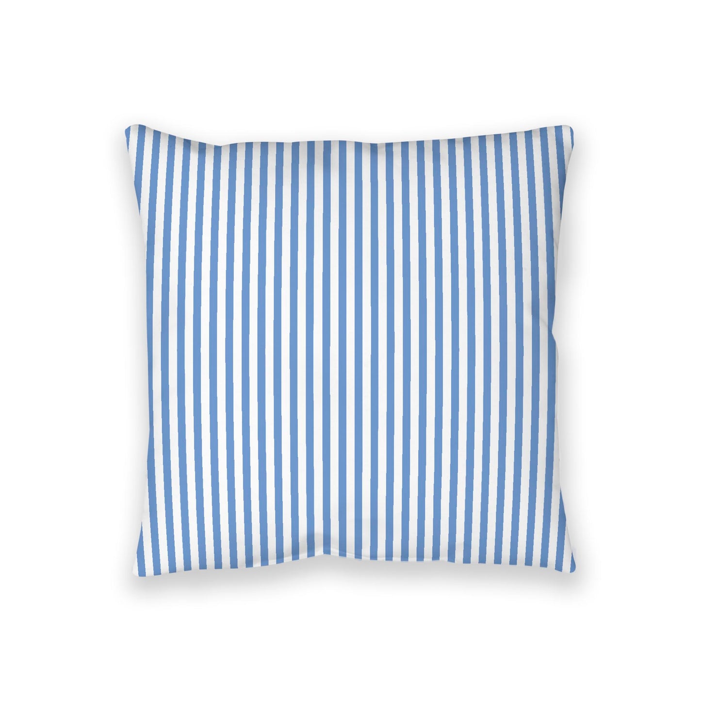 White Spun Polyester Floor Pillow, Thin Blue Bars on Top, White Bottom, 36 x 36 inches