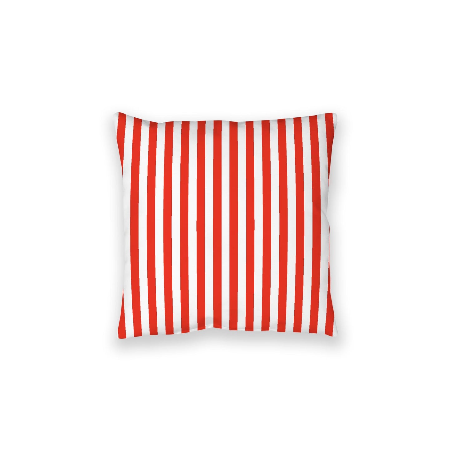 White Spun Polyester Floor Pillow, Bold Red Bars on Top, White Bottom, 28 x 28 inches