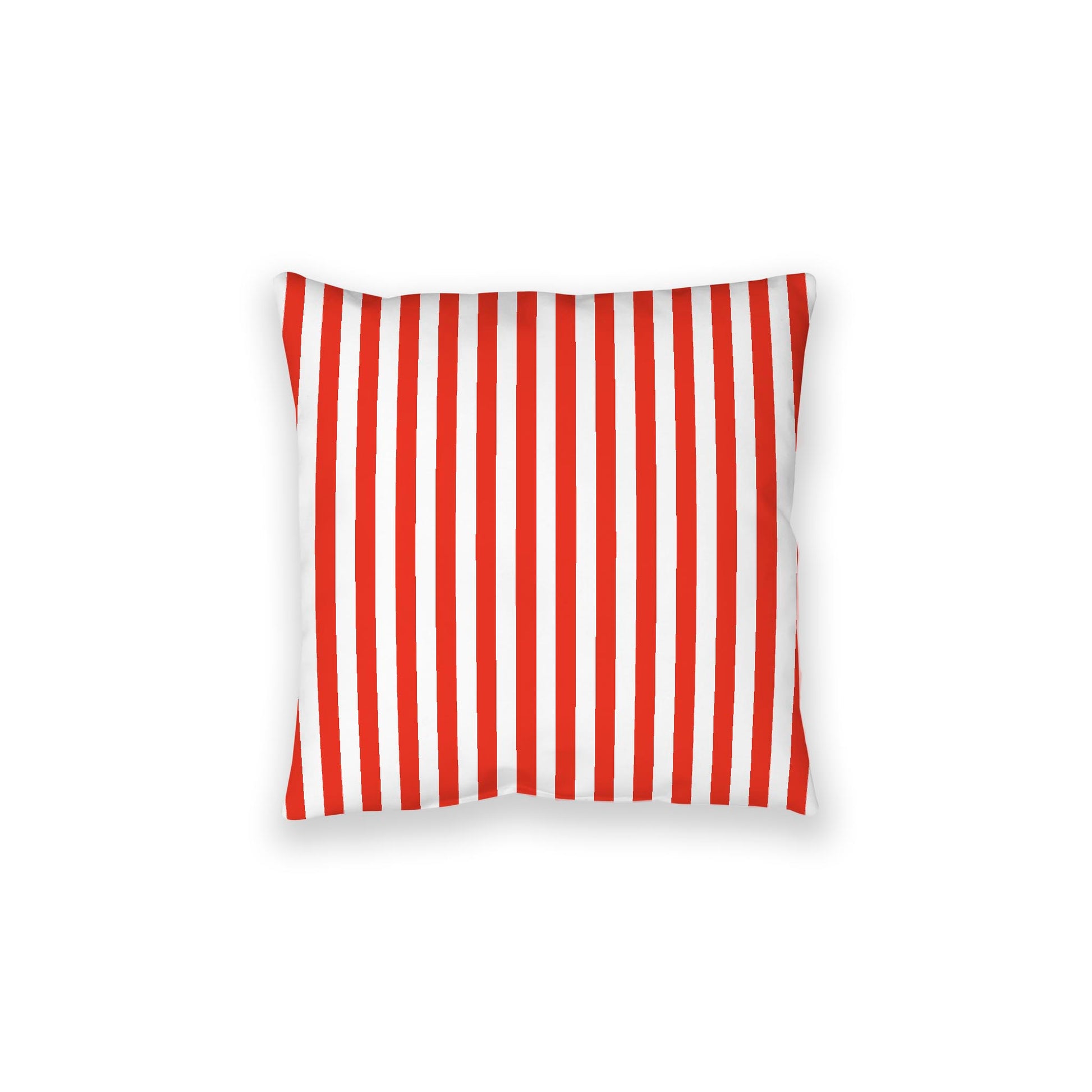 White Spun Polyester Floor Pillow, Bold Red Bars on Top, White Bottom, 28 x 28 inches