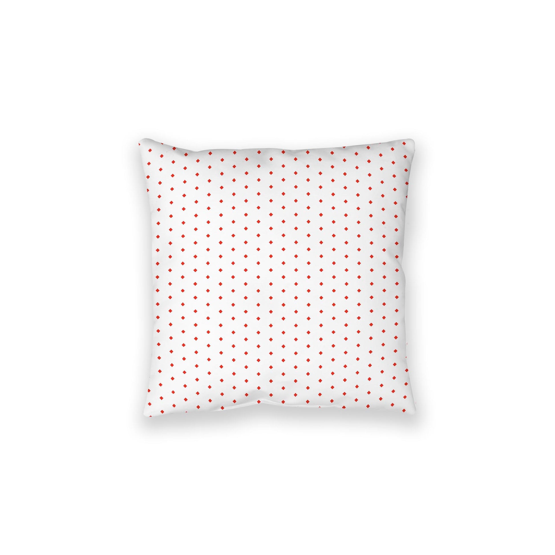 White Spun Polyester Floor Pillow, Red Diamonds on Top, White Bottom, 28 x 28 inches