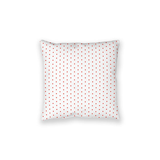 White Spun Polyester Floor Pillow, Red Diamonds on Top, White Bottom, 28 x 28 inches