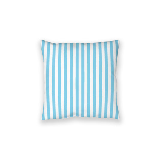 White Spun Polyester Floor Pillow, Bold Blue Bars on Top, White Bottom, 28 x 28 inches