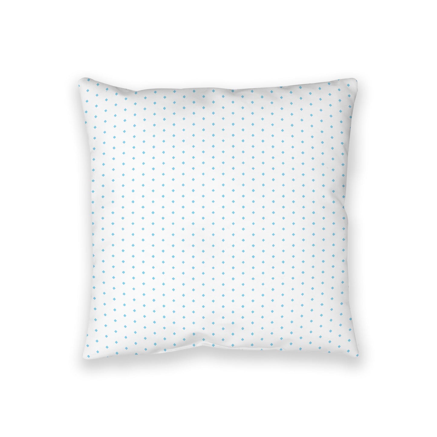 White Spun Polyester Floor Pillow, Blue Diamonds on Top, White Bottom, 36 x 36 inches