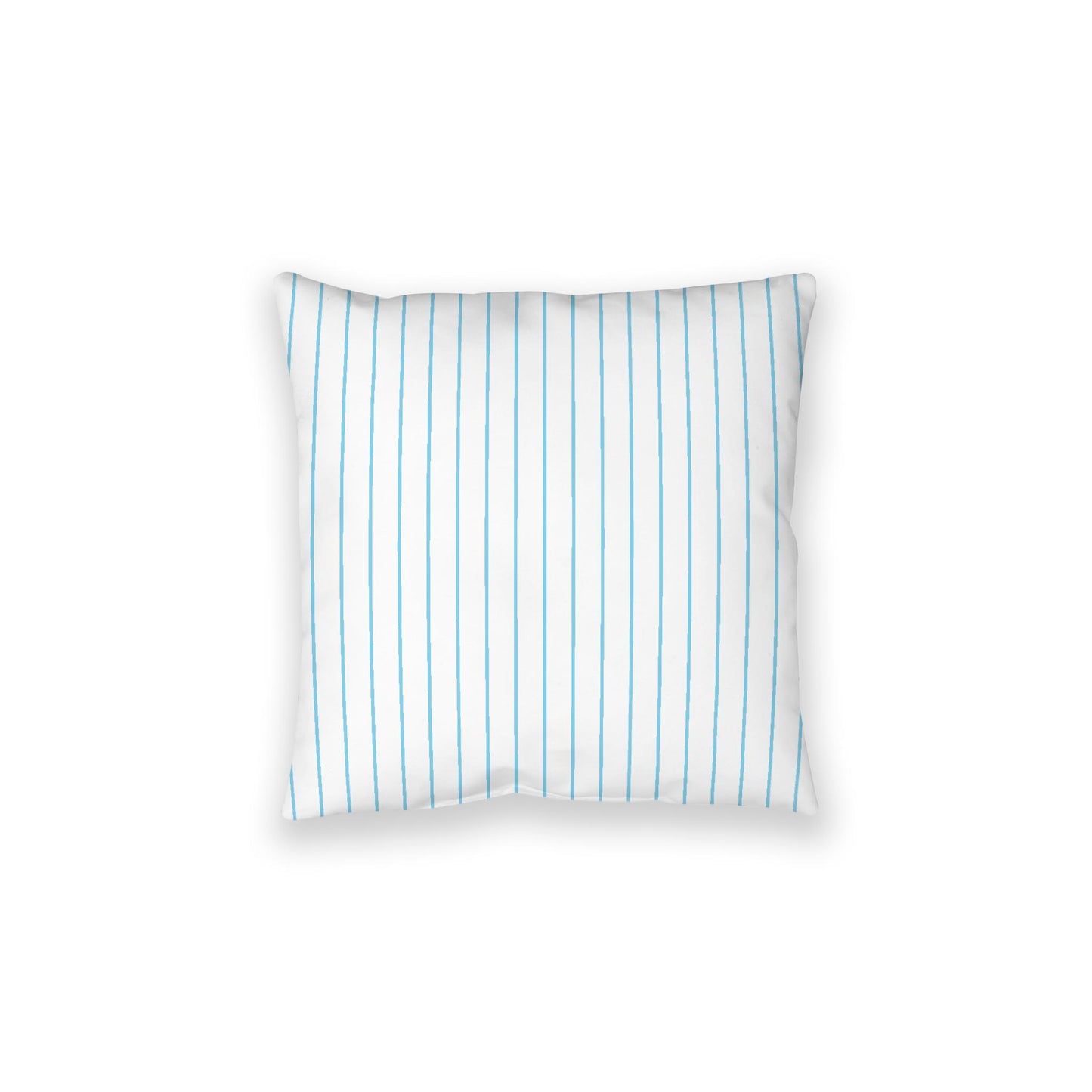 White Spun Polyester Floor Pillow, Blue Stripes on Top, White Bottom, 28 x 28 inches