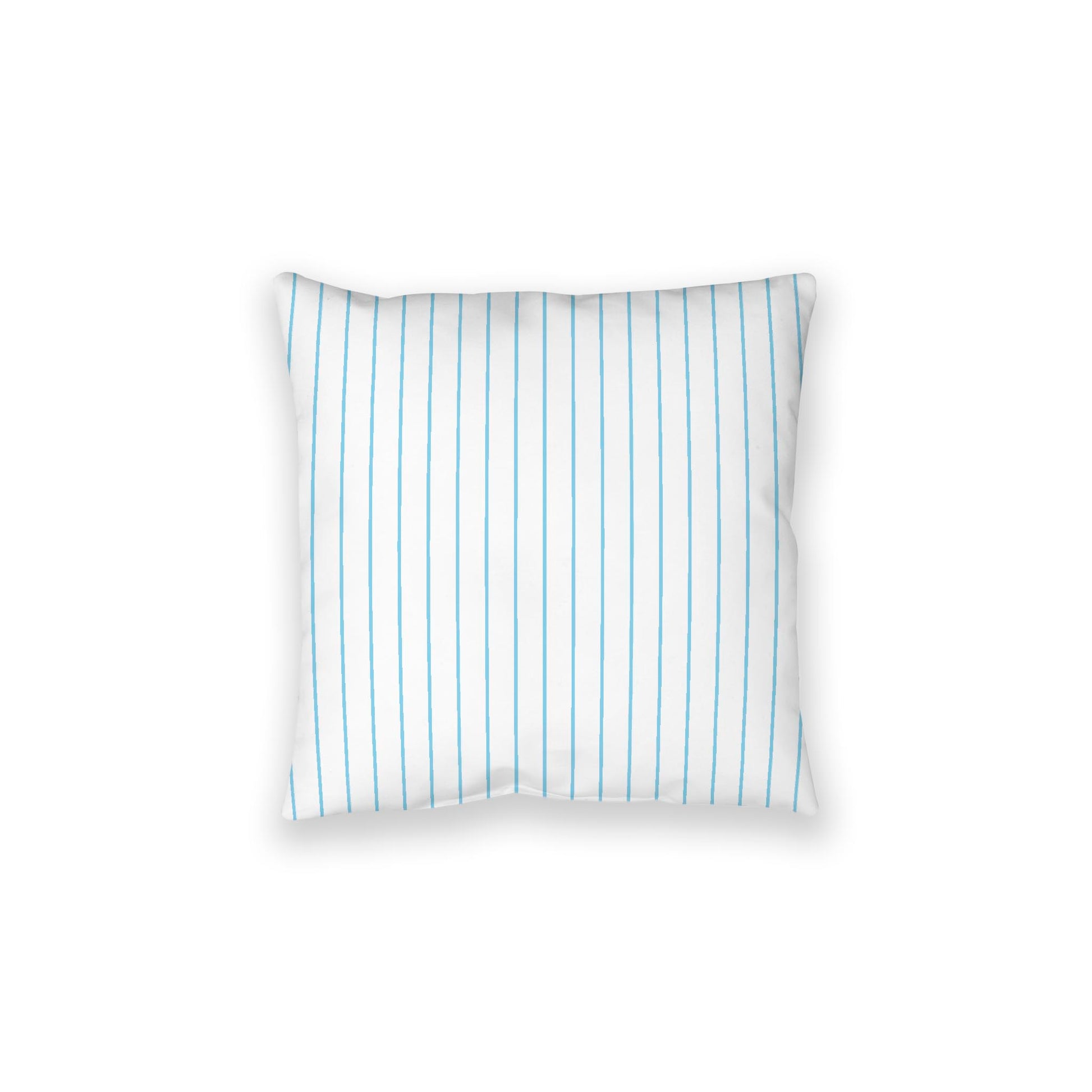 White Spun Polyester Floor Pillow, Blue Stripes on Top, White Bottom, 28 x 28 inches