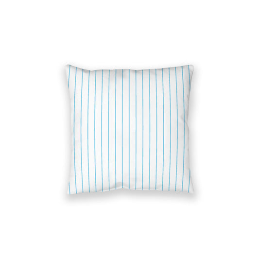White Spun Polyester Floor Pillow, Blue Stripes on Top, White Bottom, 28 x 28 inches