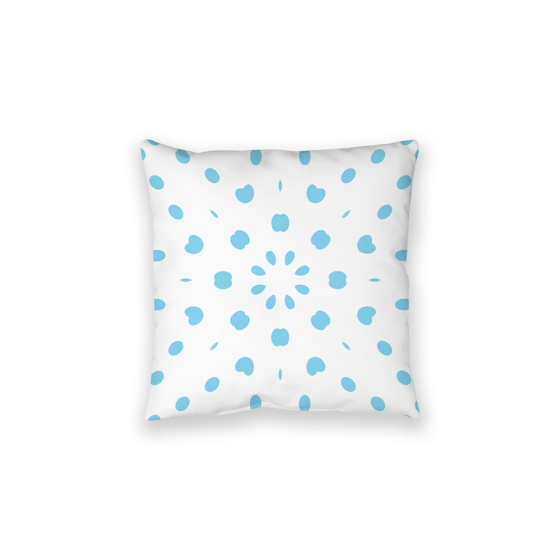 White Spun Polyester Floor Pillow, Blue Burst on Top, White Bottom, 28 x 28 inches