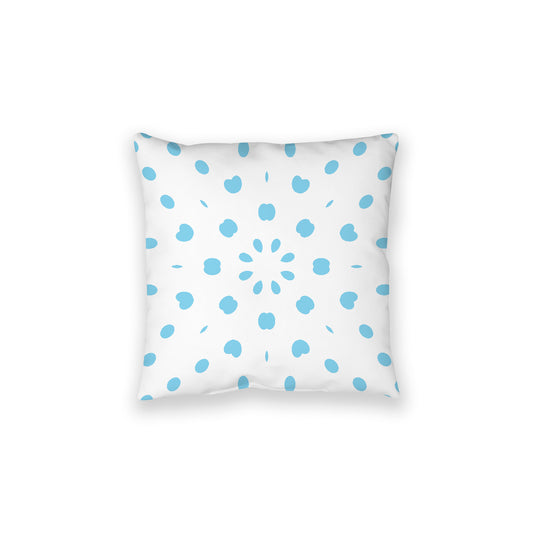 White Spun Polyester Floor Pillow, Blue Burst on Top, White Bottom, 28 x 28 inches