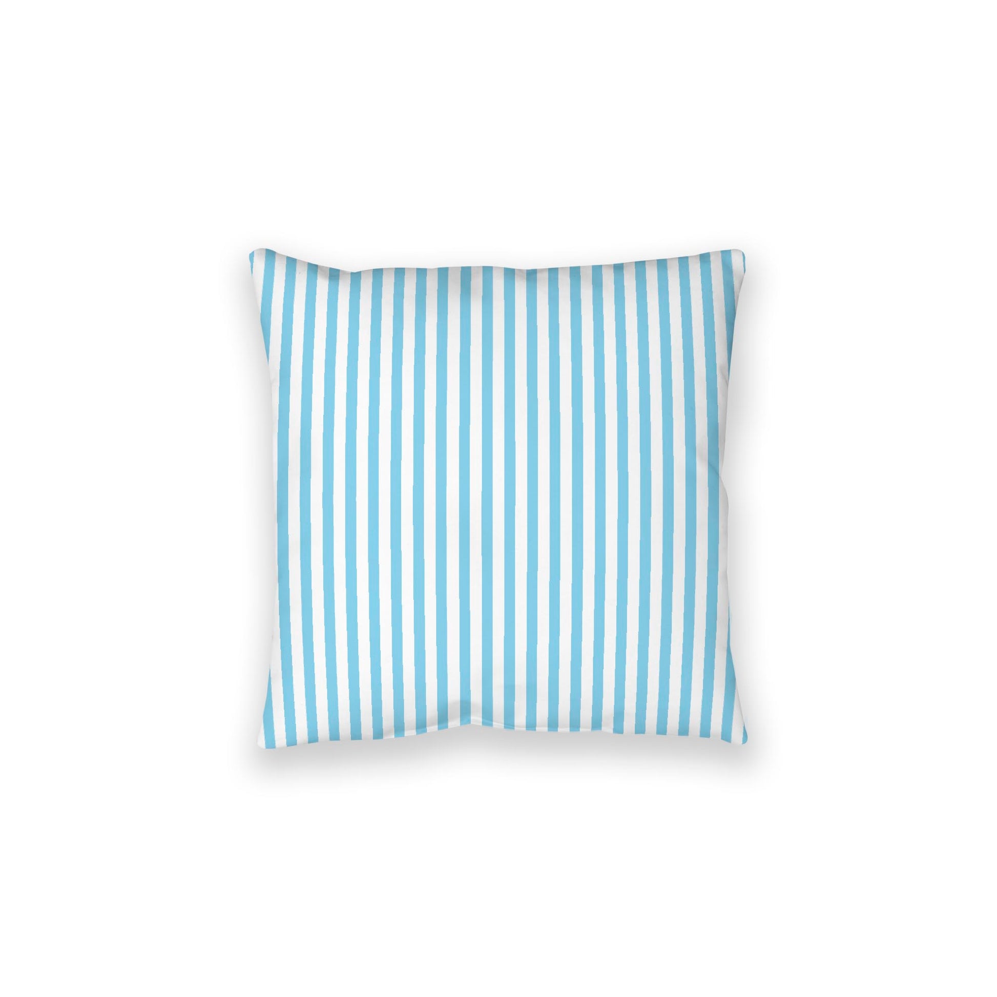 White Spun Polyester Floor Pillow, Thin Blue Bars on Top, White Bottom, 28 x 28 inches