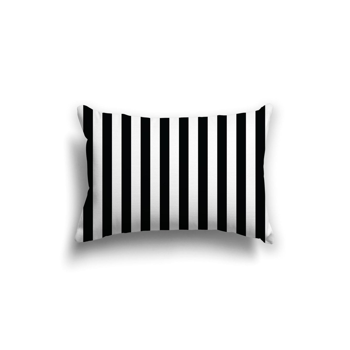 White Spun Polyester Throw Pillow with Black Bars on Front, Size 20 x 14 inches / 51 x 36 cm