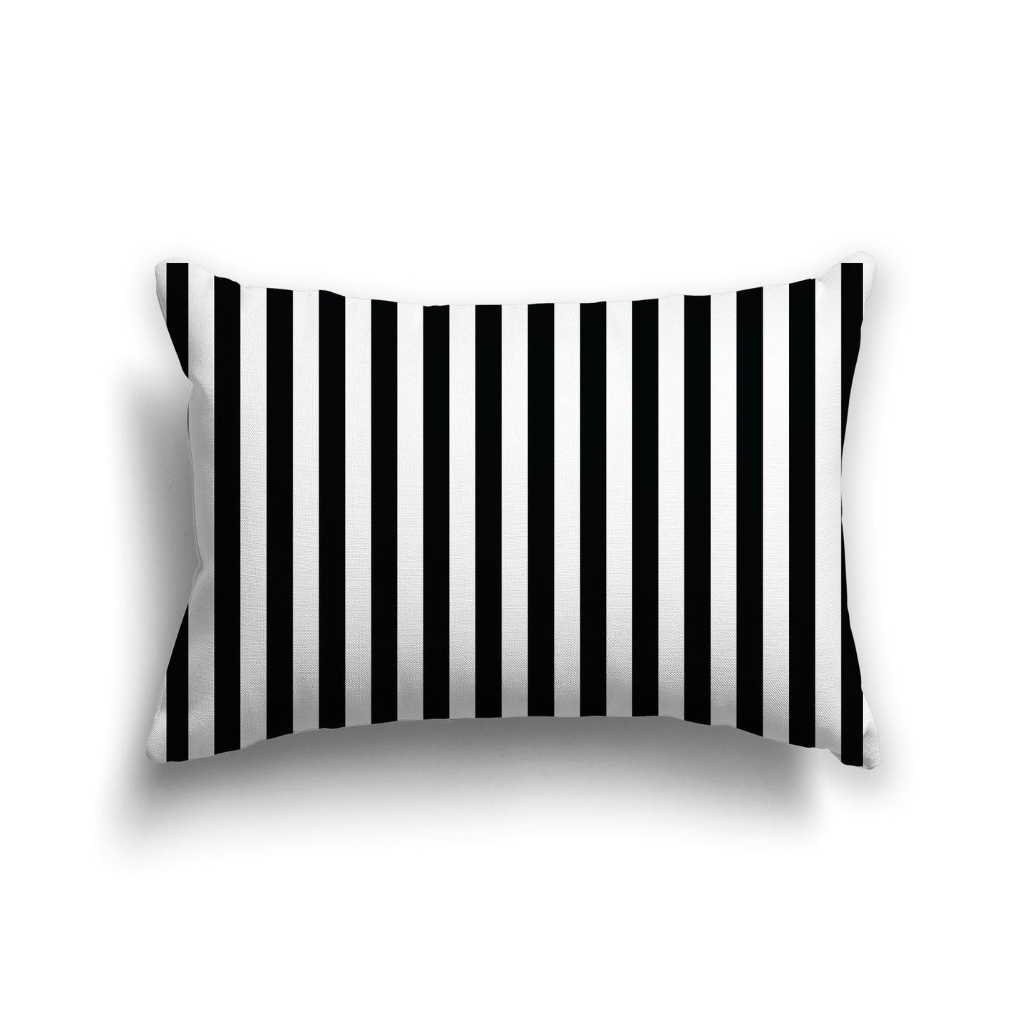 White Spun Polyester Throw Pillow with Black Bars on Front, Size 16 x 16 inches / 41 x 41 cm