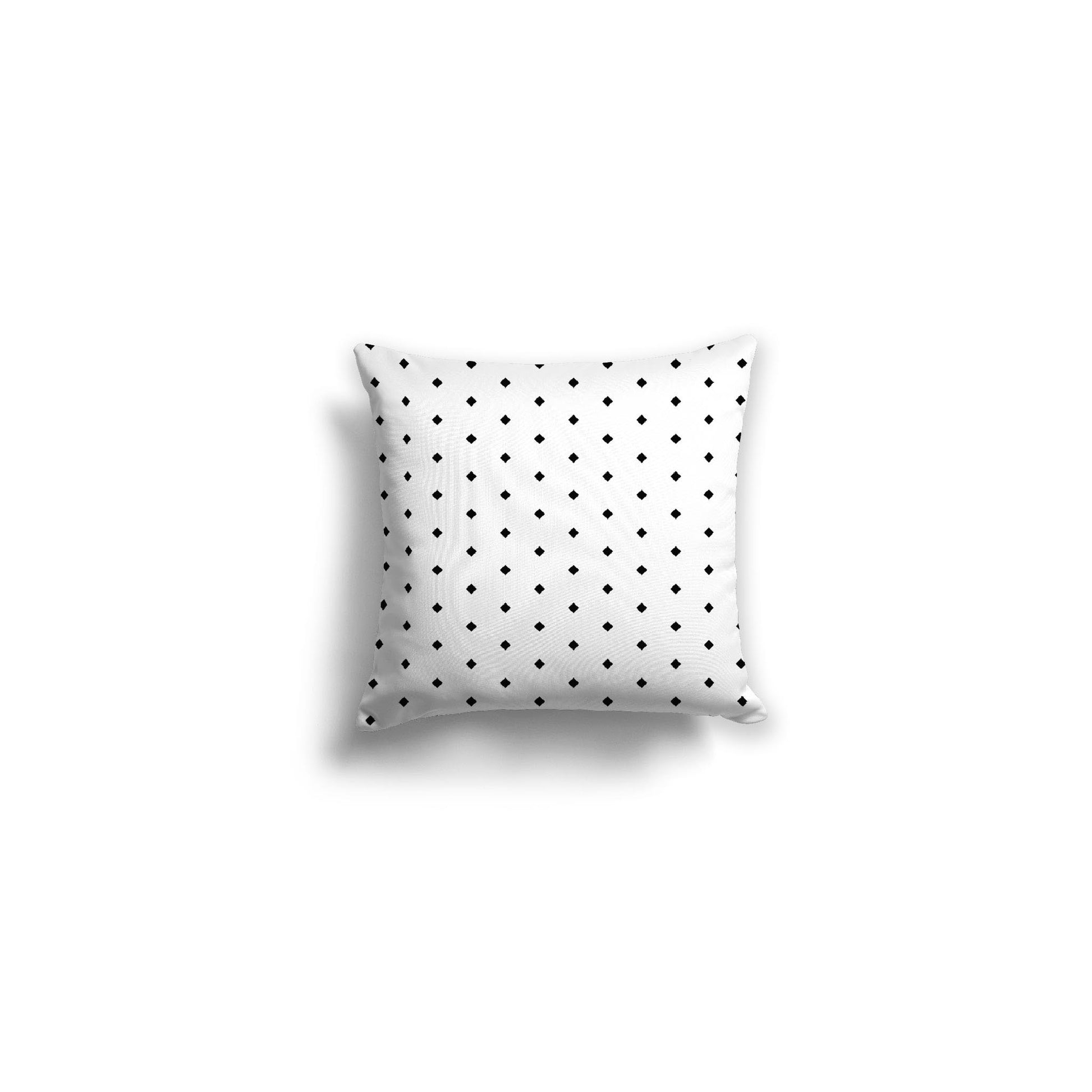 White Spun Polyester Throw Pillow with Fine Black Diamonds on Front, Size 26 x 26 inches / 66 x 66 cm