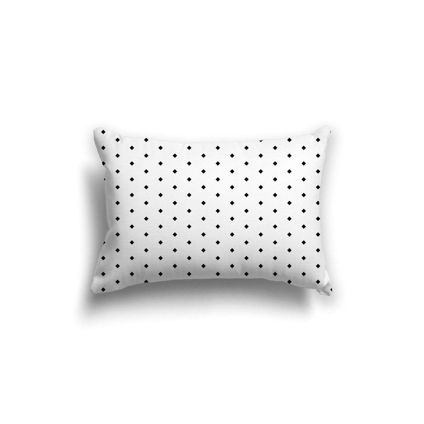 White Spun Polyester Throw Pillow with Fine Black Diamonds on Front, Size 20 x 14 inches / 51 x 36 cm