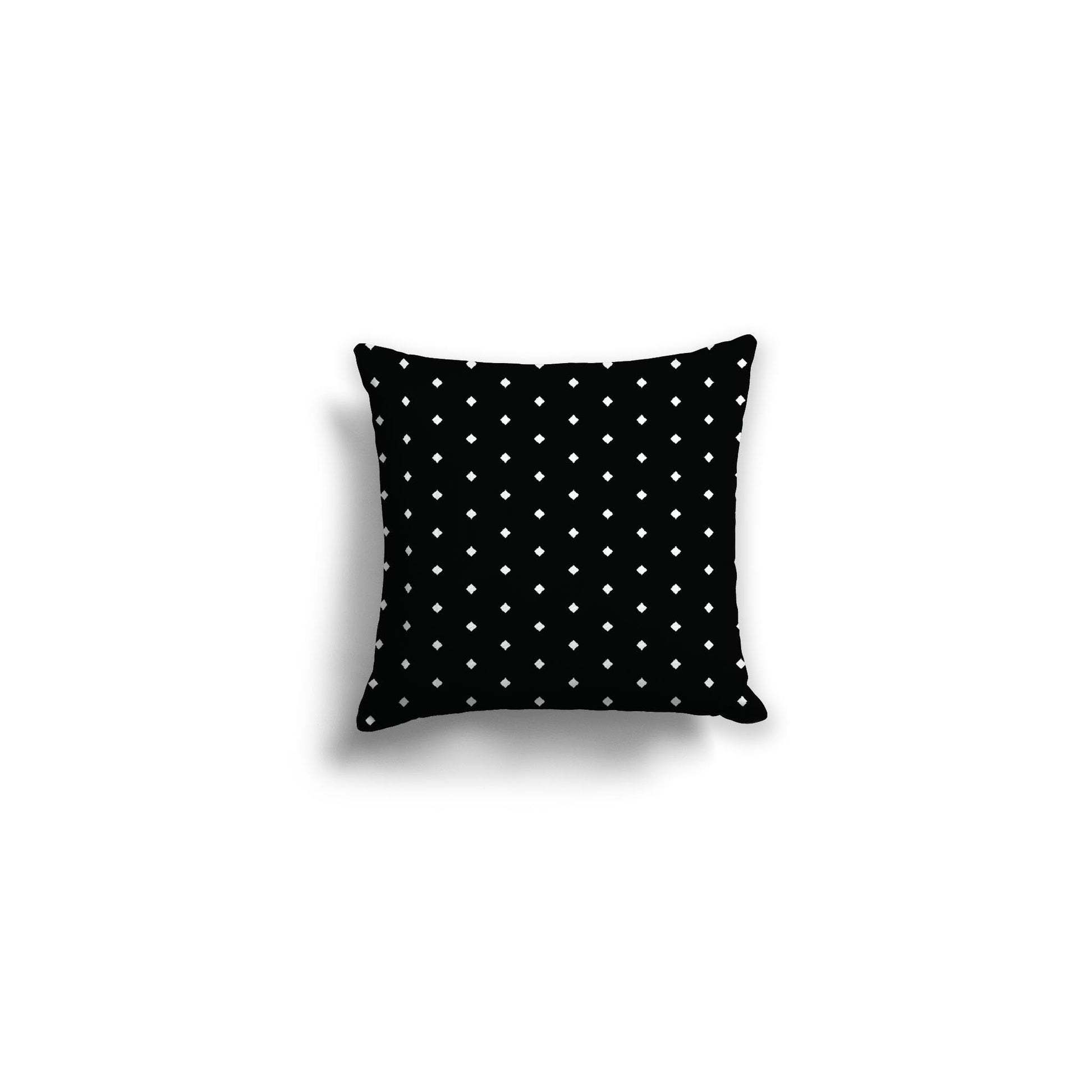 Black Spun Polyester Throw Pillow with Fine White Diamonds on Front, Size 26 x 26 inches / 66 x 66 cm