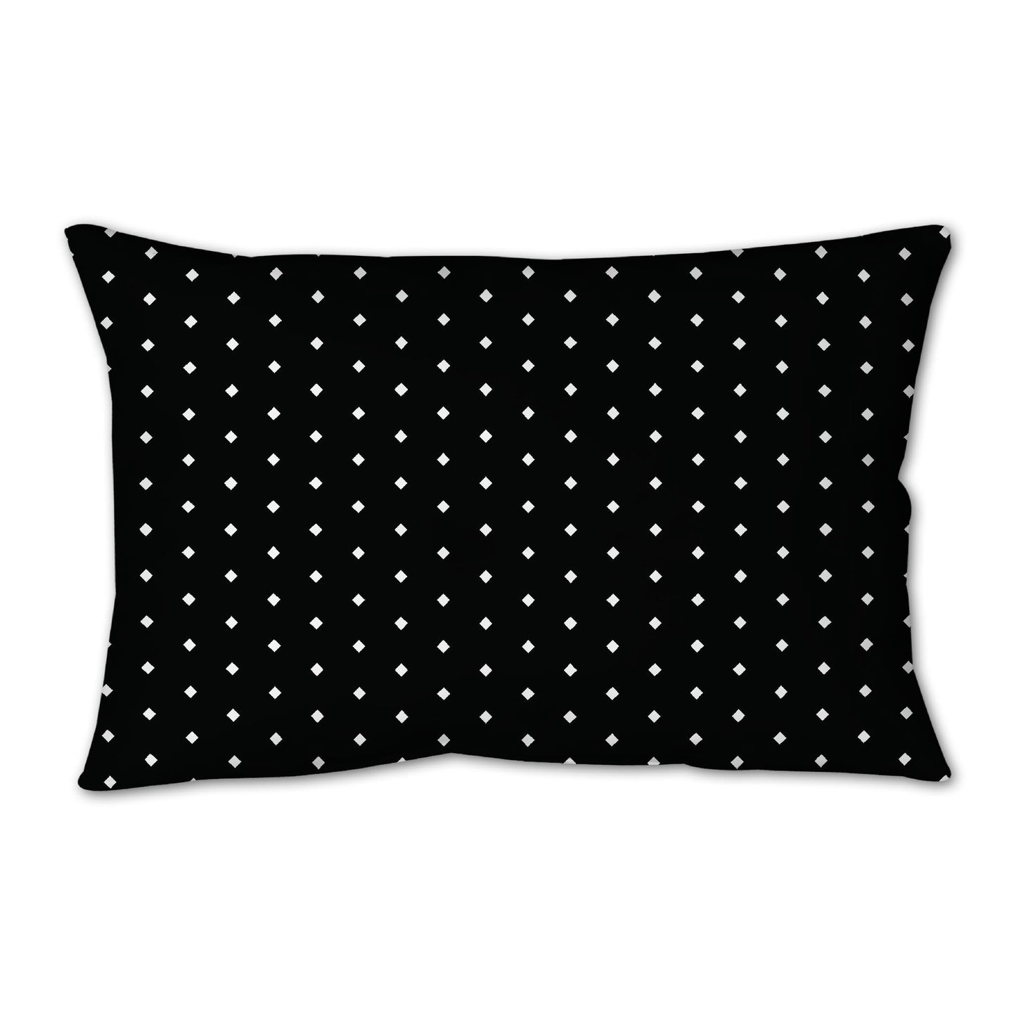 Black Spun Polyester Throw Pillow with Fine White Diamonds on Front, USCU-1010-112