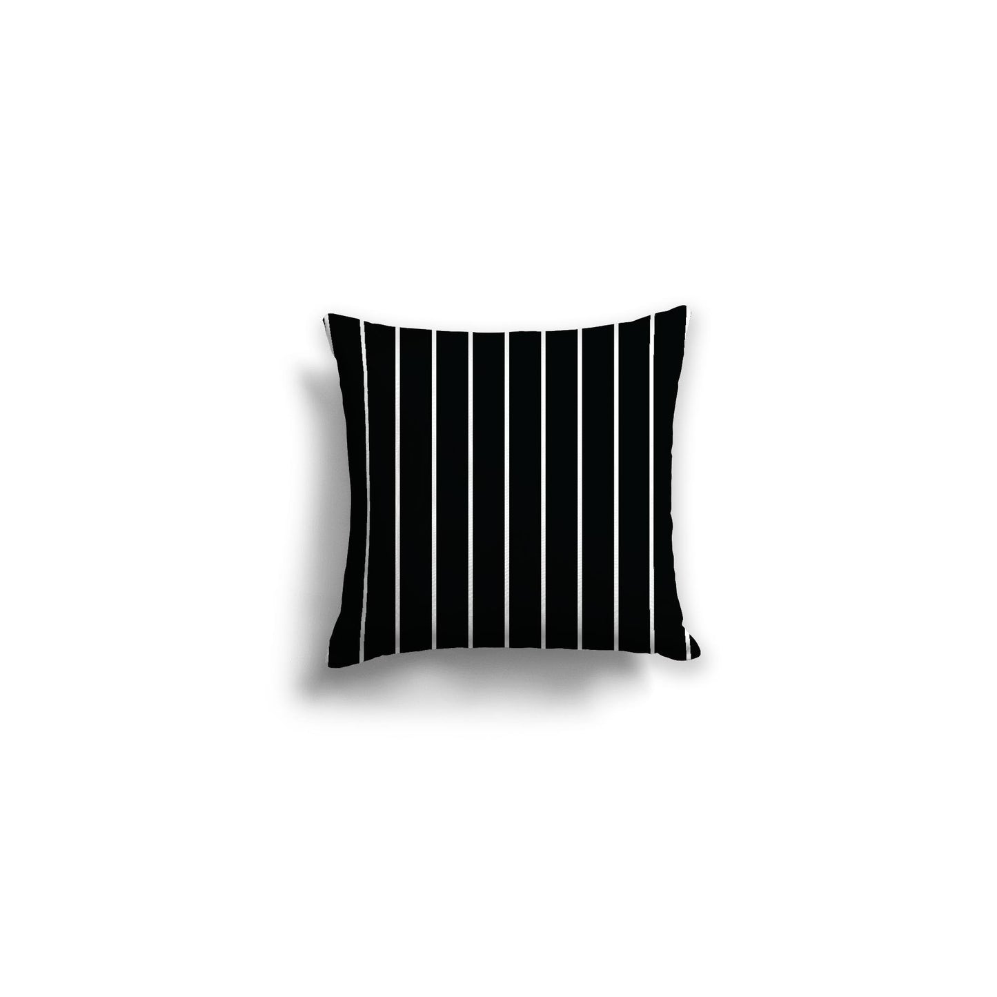 Black Spun Polyester Throw Pillow with Fine White Stripes on Front, Size 26 x 26 inches / 66 x 66 cm