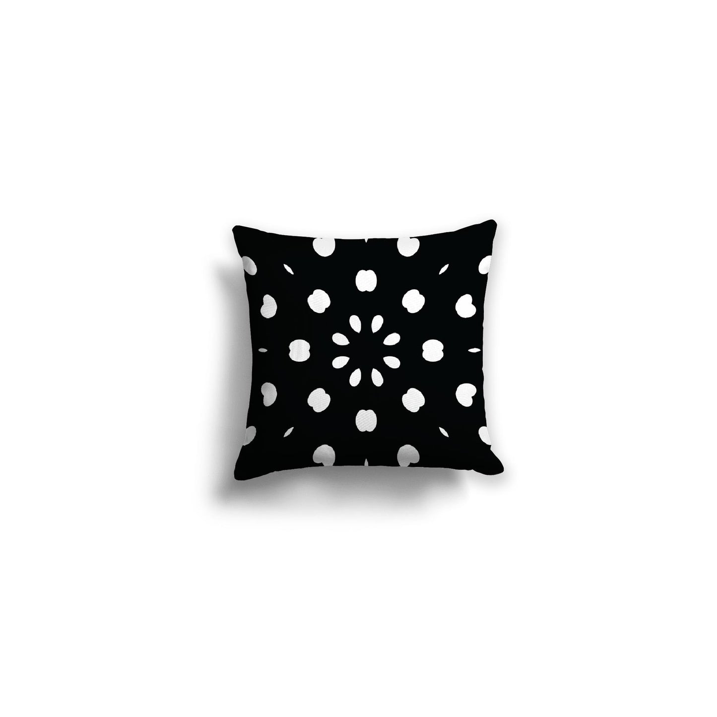 Black Spun Polyester Throw Pillow with White Burst Pattern on Front, Size 26 x 26 inches / 66 x 66 cm