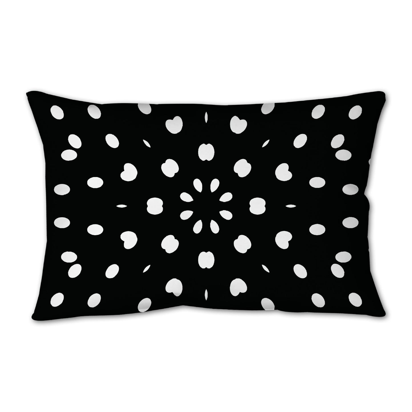 Black Spun Polyester Throw Pillow with White Burst Pattern on Front, USCU-1010-232