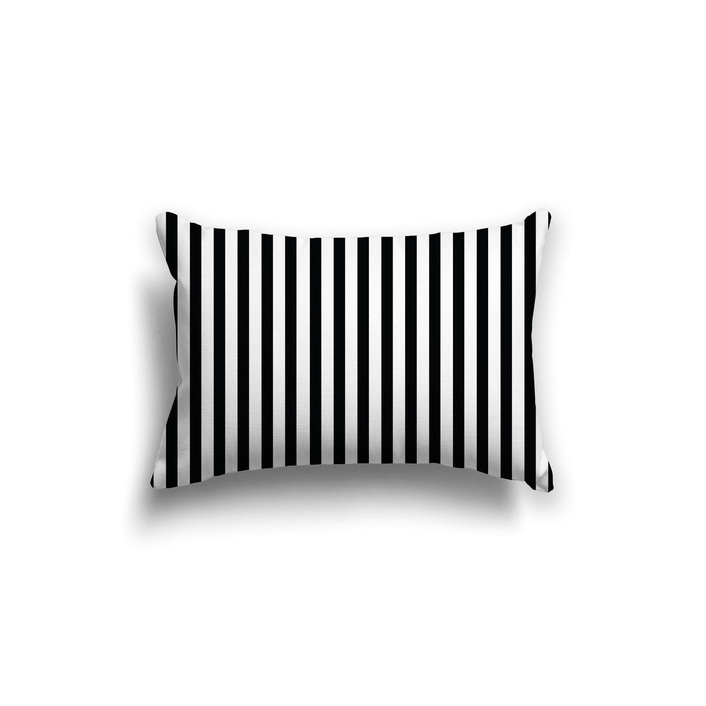White Spun Polyester Throw Pillow with Thin Black Bars on Front, Size 20 x 14 inches / 51 x 36 cm