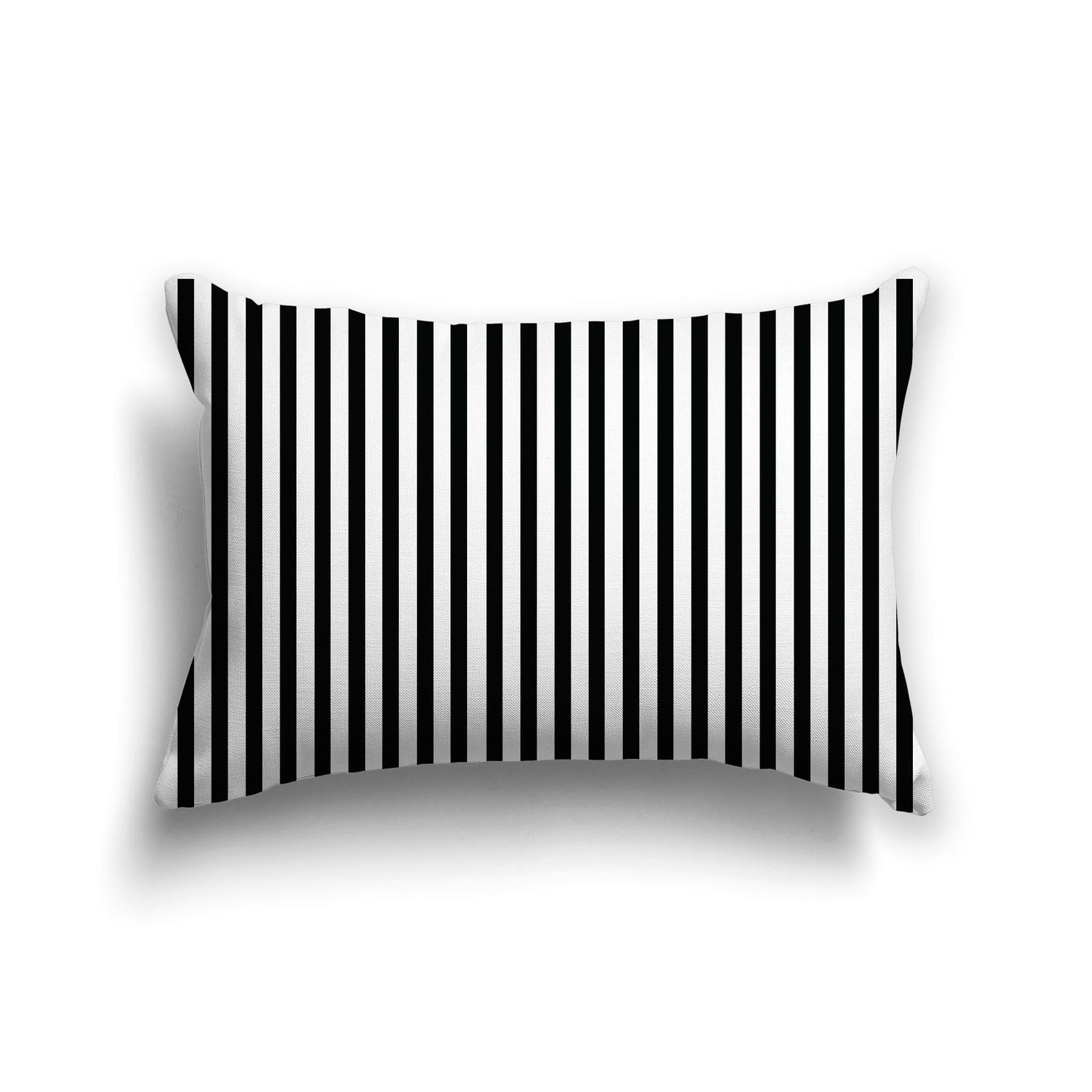 White Spun Polyester Throw Pillow with Thin Black Bars on Front, Size 16 x 16 inches / 41 x 41 cm