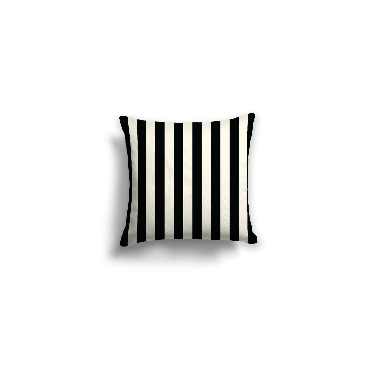 Pale Cream Spun Polyester Throw Pillow with Black Bars on Front, Size 14 x 14 inches / 36 x 36 cm
