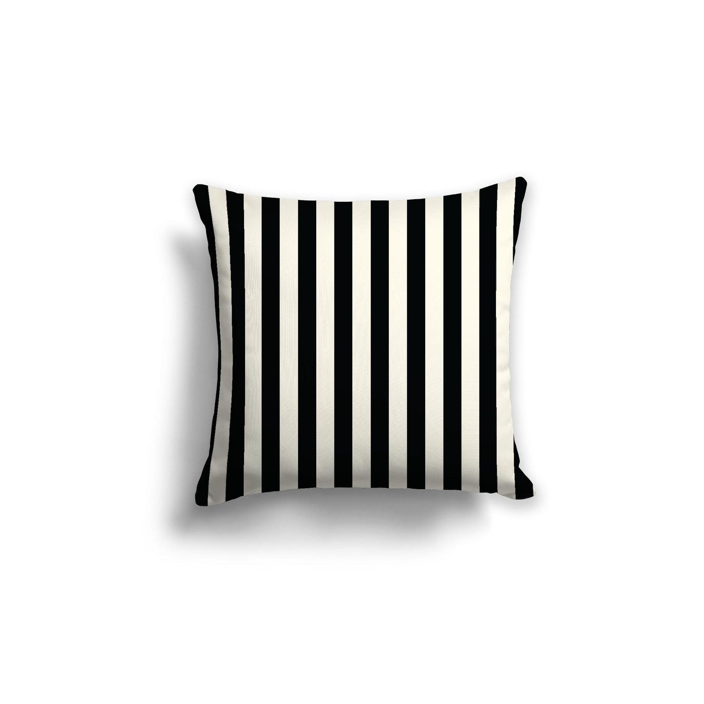 Pale Cream Spun Polyester Throw Pillow with Black Bars on Front, Size 18 x 18 inches / 46 x 46 cm