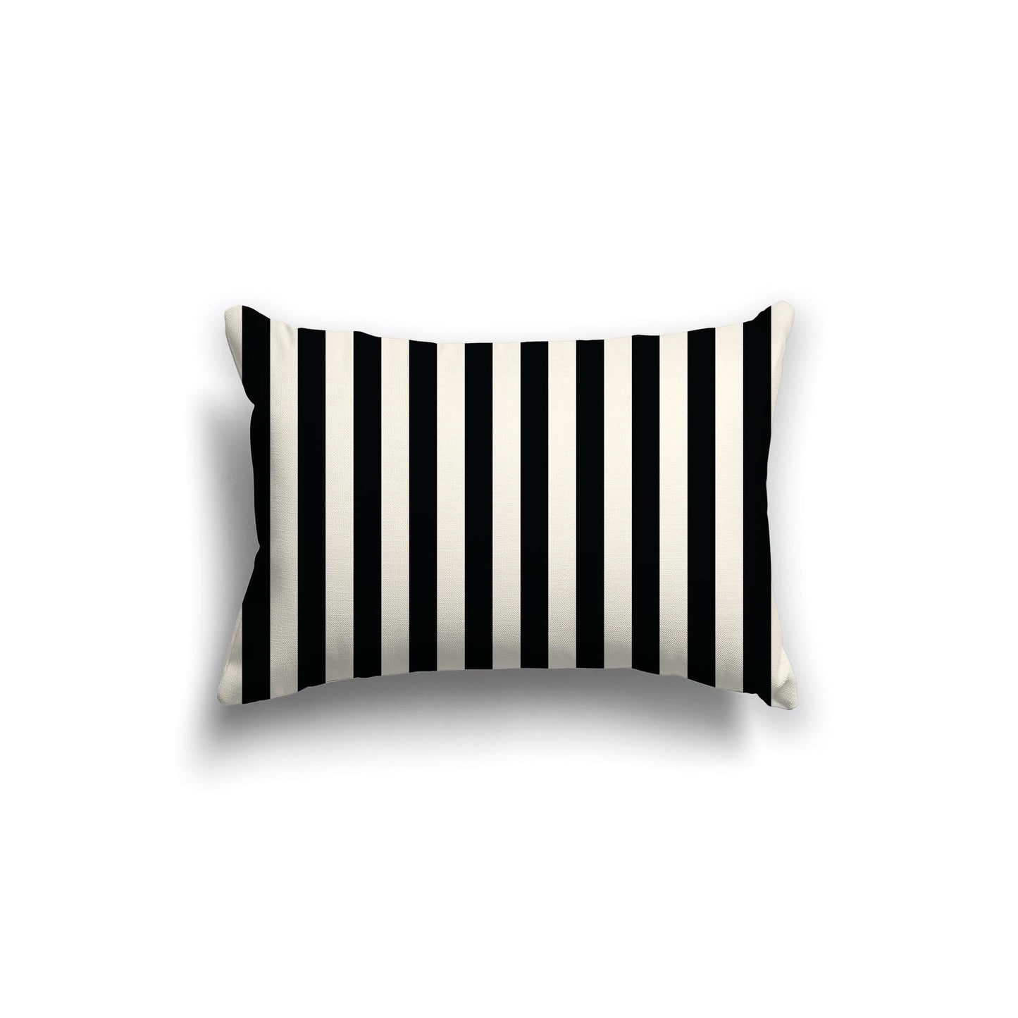 Pale Cream Spun Polyester Throw Pillow with Black Bars on Front, Size 20 x 14 inches / 51 x 36 cm