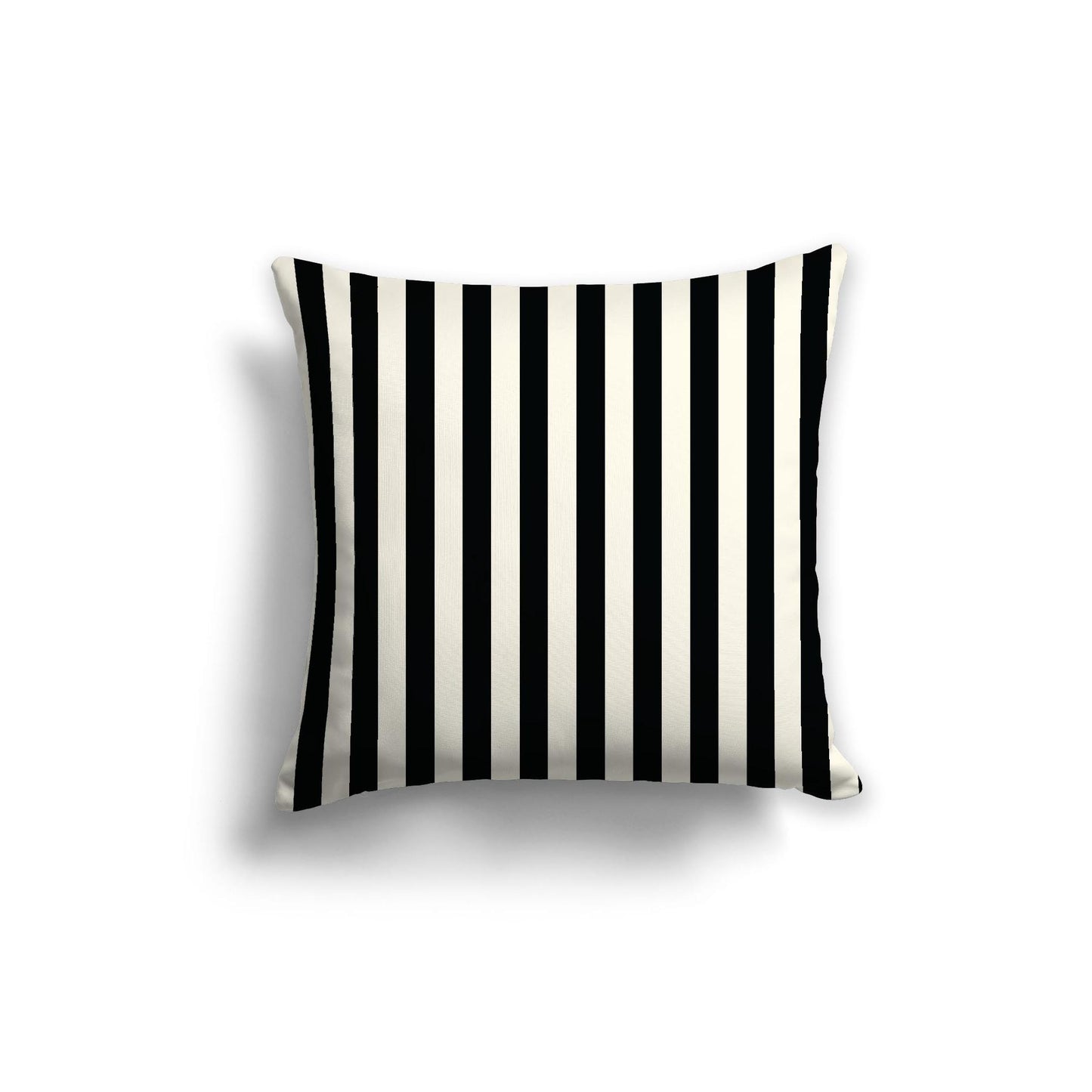 Pale Cream Spun Polyester Throw Pillow with Black Bars on Front, Size 20 x 20 inches / 51 x 51 cm