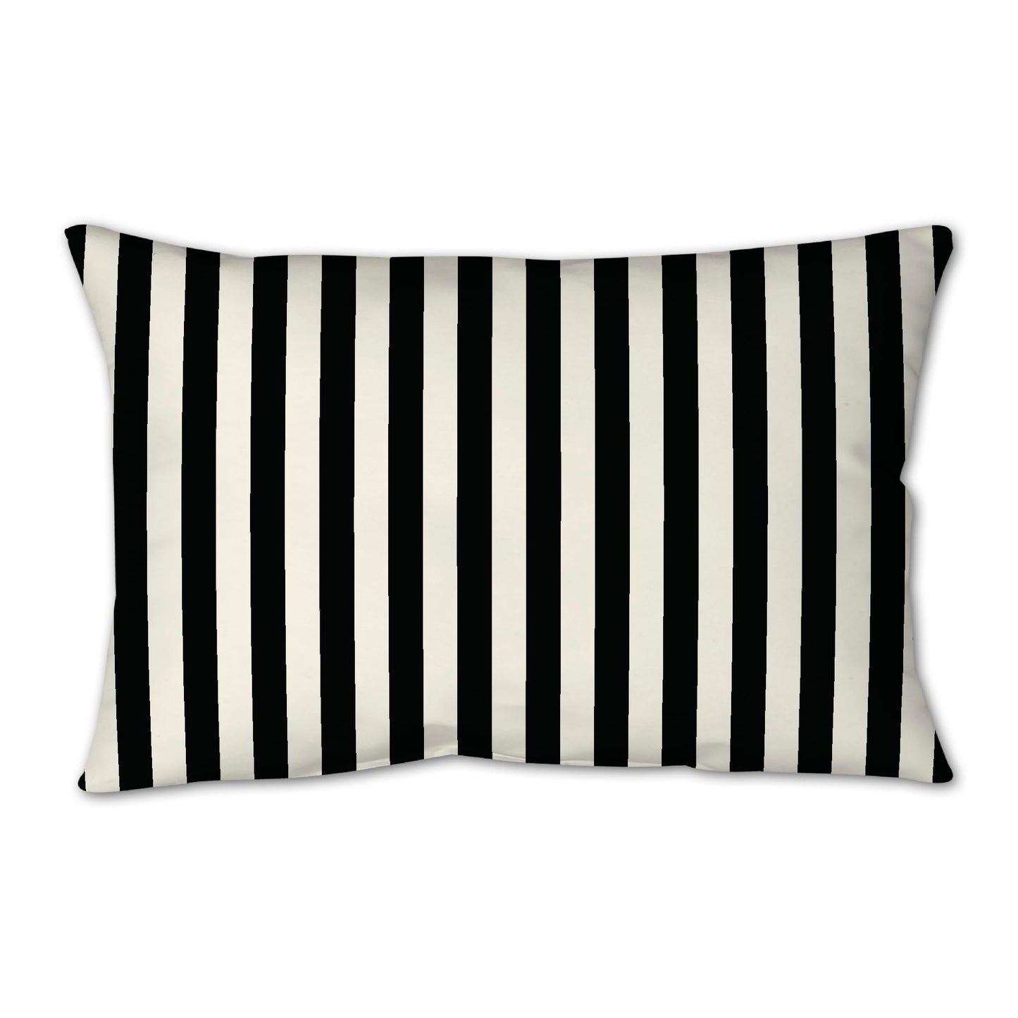Pale Cream Spun Polyester Throw Pillow with Black Bars on Front, Size 25 x 18 inches / 63.5 x 66 cm