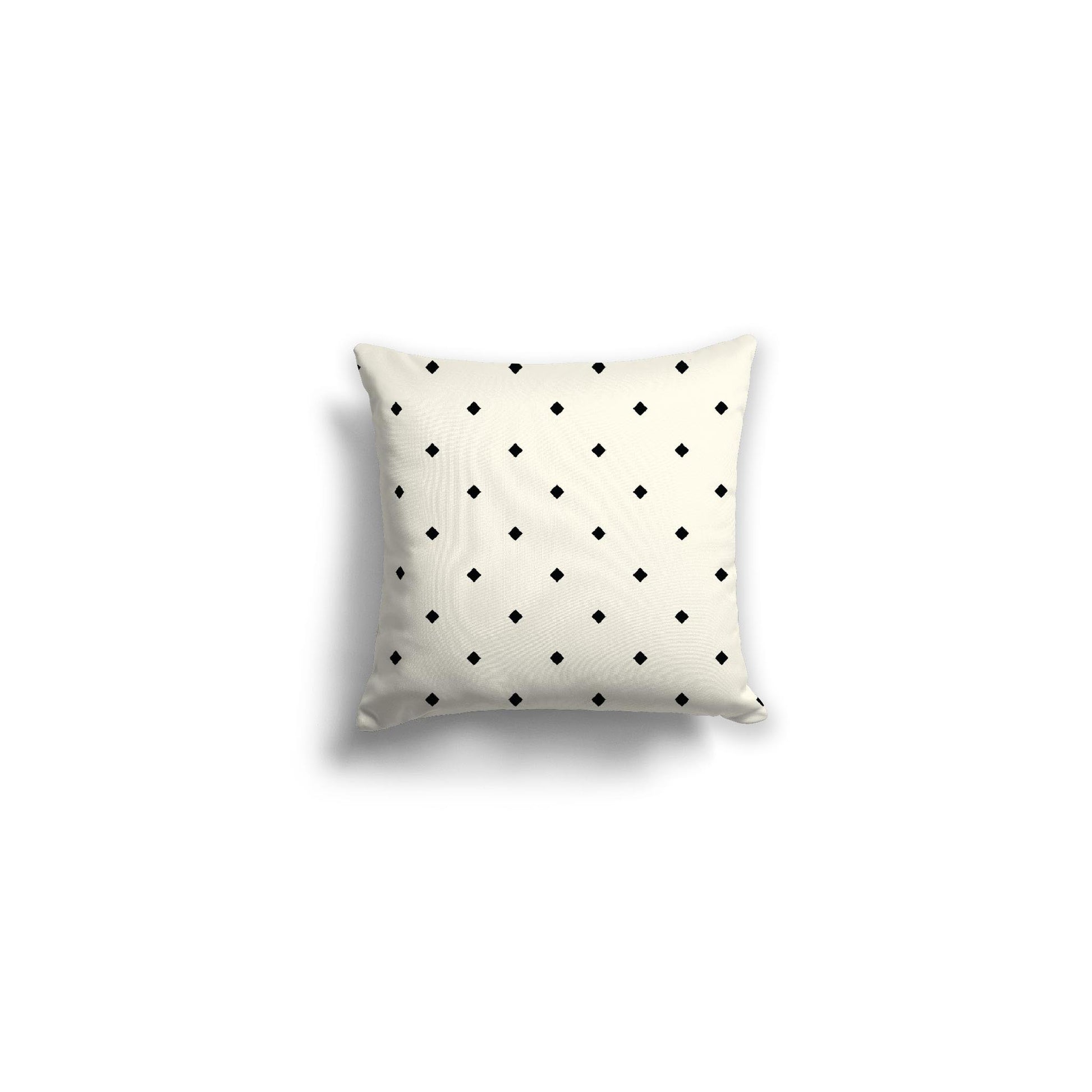 Pale Cream Spun Polyester Throw Pillow with Black Diamonds on Front, Size 14 x 14 inches / 36 x 36 cm