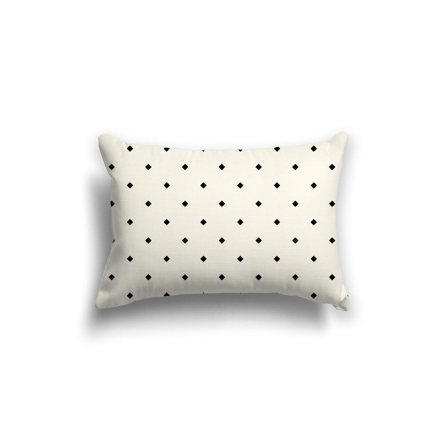 Pale Cream Spun Polyester Throw Pillow with Black Diamonds on Front, Size 20 x 14 inches / 51 x 36 cm