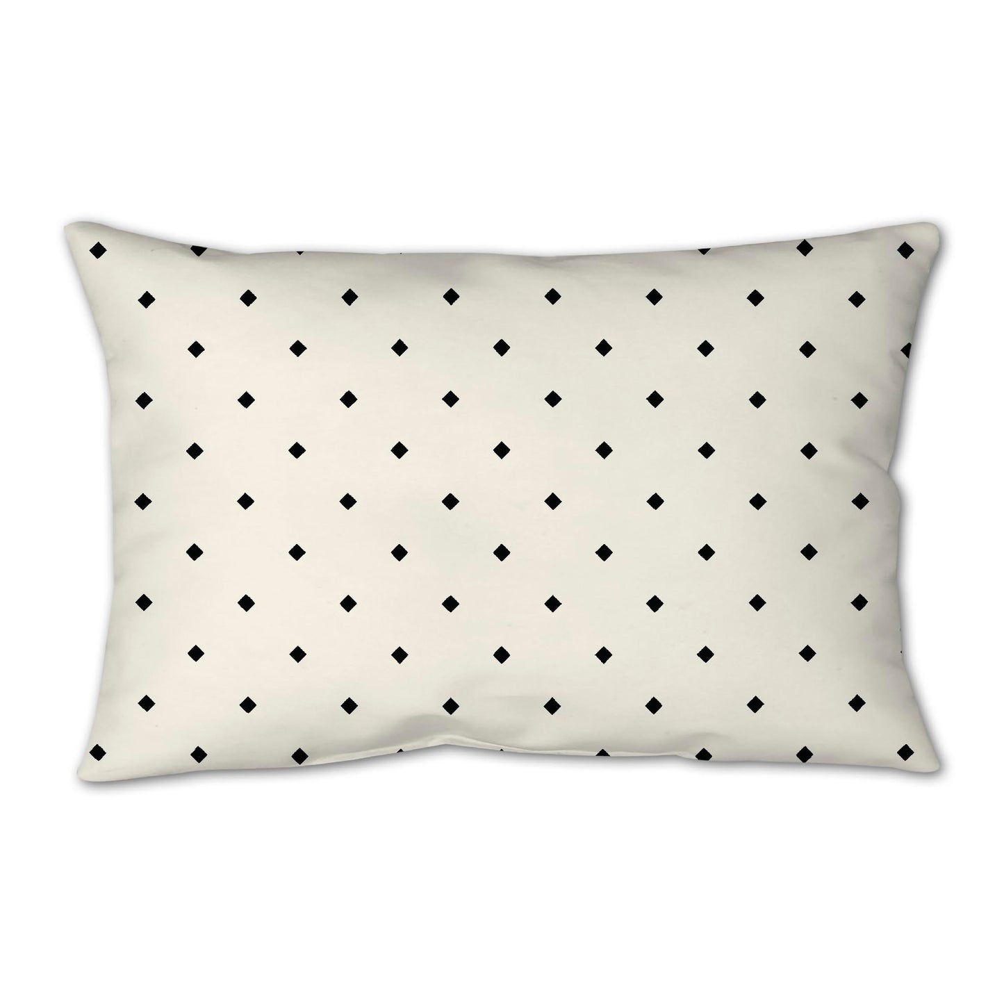 Pale Cream Spun Polyester Throw Pillow with Black Diamonds on Front, Size 25 x 18 inches / 63.5 x 66 cm