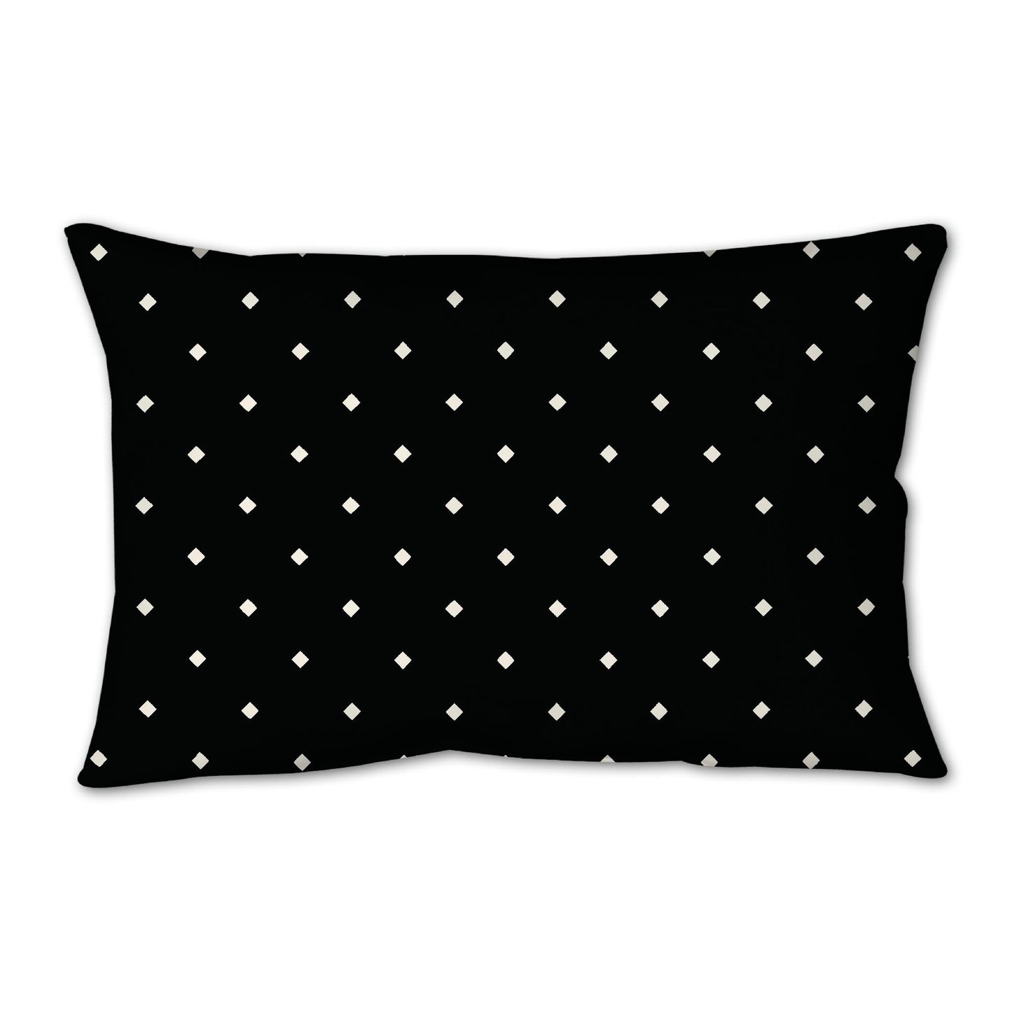 Black Spun Polyester Throw Pillow with Pale Cream Diamonds on Front, Size 25 x 18 inches / 63.5 x 66 cm