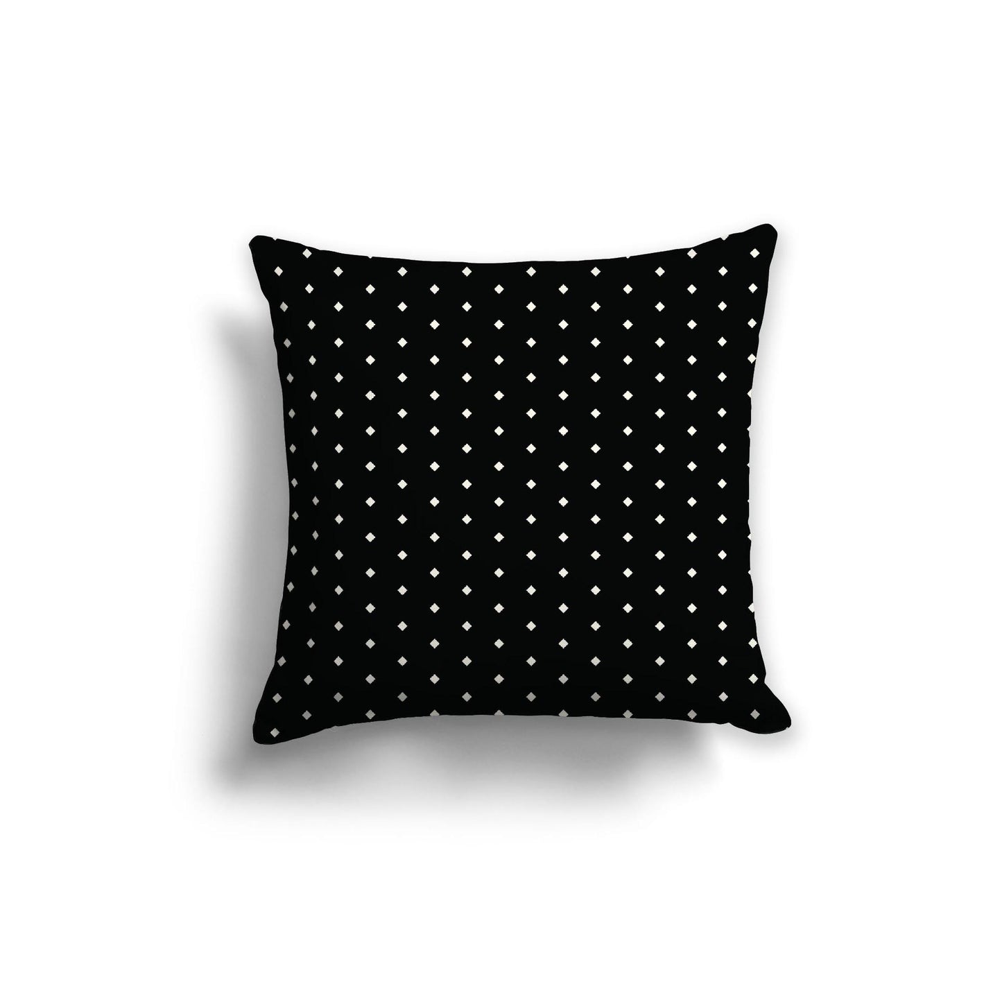 Black Spun Polyester Throw Pillow with Fine Pale Cream Diamonds on Front, Size 20 x 20 inches / 51 x 51 cm