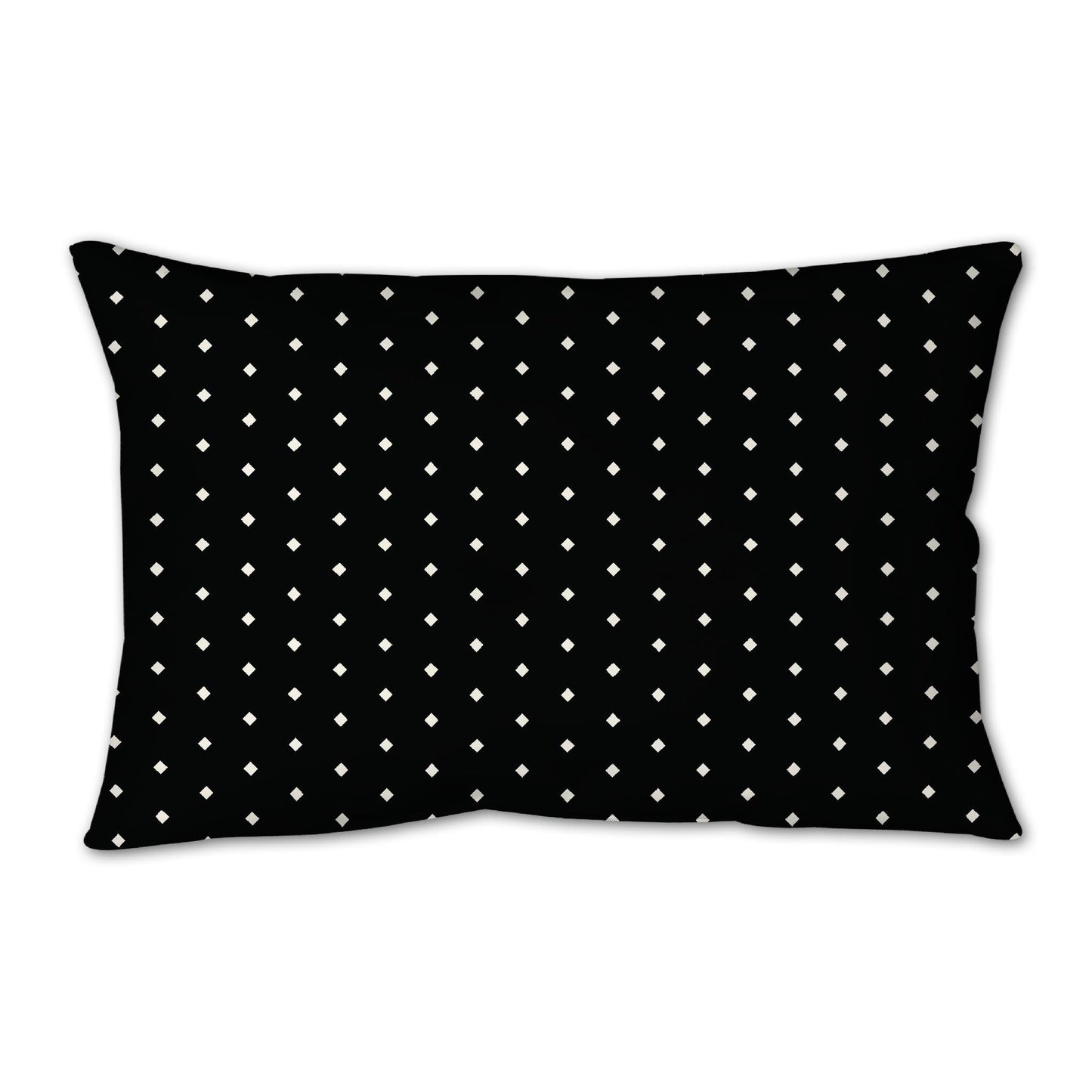 Black Spun Polyester Throw Pillow with Fine Pale Cream Diamonds on Front, Size 25 x 18 inches / 63.5 x 66 cm