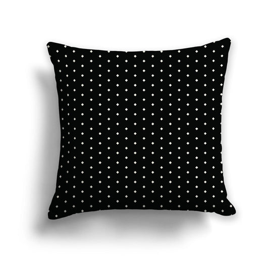 Black Spun Polyester Throw Pillow with Fine Pale Cream Diamonds on Front, Size 26 x 26 inches / 66 x 66 cm