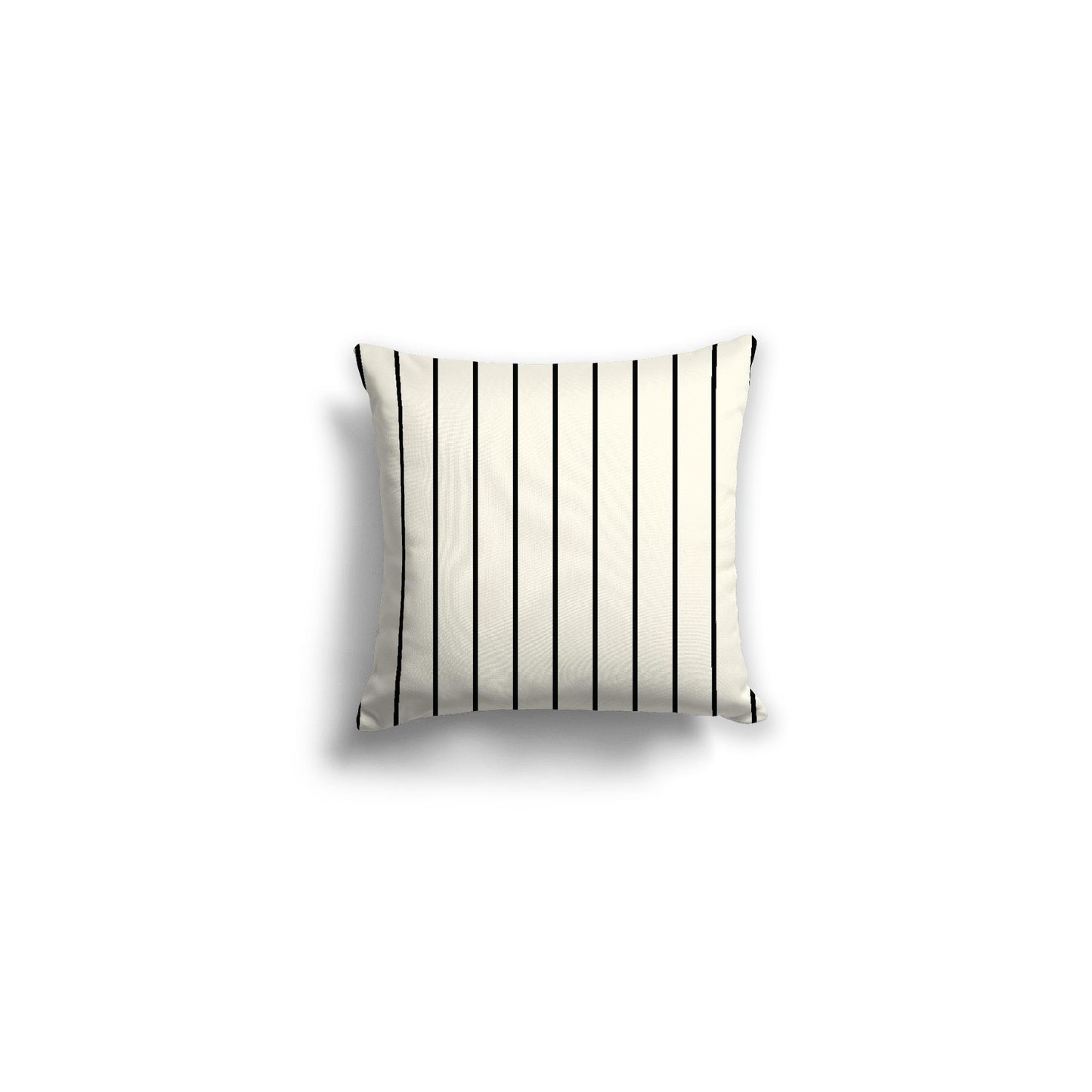 Pale Cream Spun Polyester Throw Pillow with Fine Black Stripes on Front, Size 14 x 14 inches / 36 x 36 cm