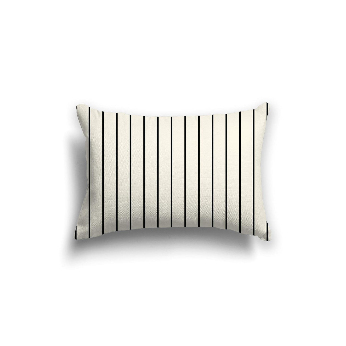Pale Cream Spun Polyester Throw Pillow with Fine Black Stripes on Front, Size 20 x 14 inches / 51 x 36 cm