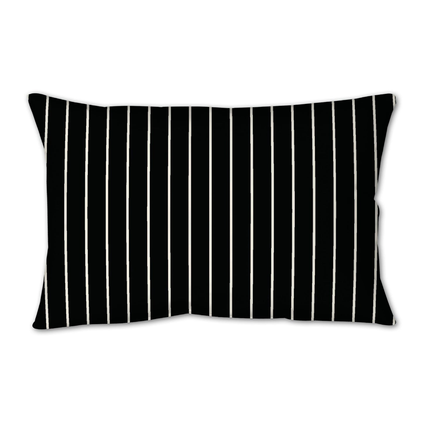 Black Spun Polyester Throw Pillow with Fine Pale Cream Stripes on Front, Size 25 x 18 inches / 63.5 x 66 cm